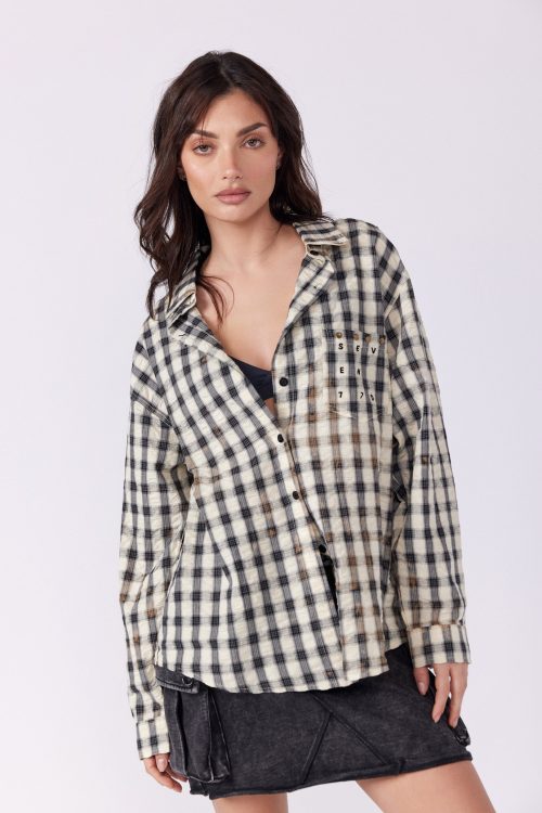 Plaid Button-Down Shirt SEVEN