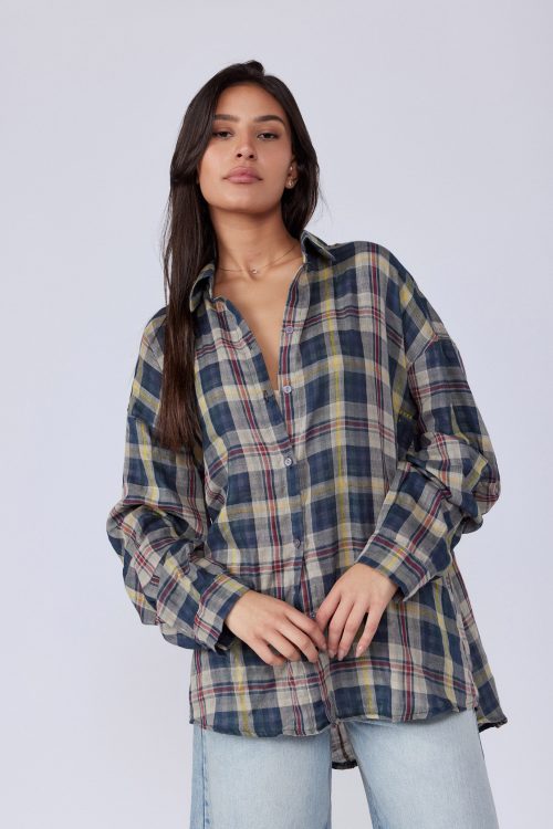 Plaid Button-Down Shirt  SEVEN