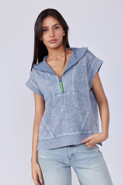 Sleeveless zip-up shirt SEVEN