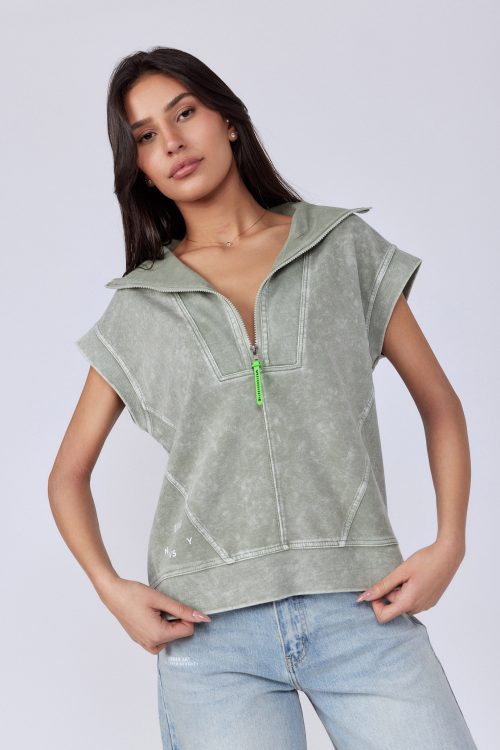 Sleeveless zip-up shirt SEVEN