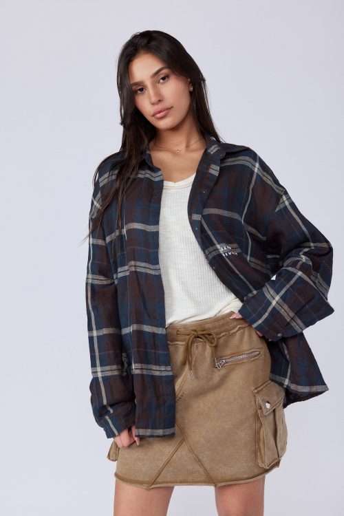 Plaid Button-Down Shirt  SEVEN
