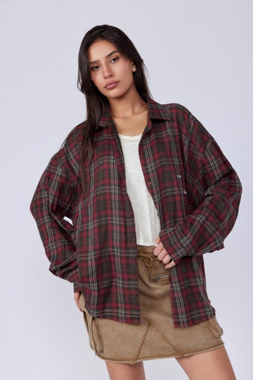 Plaid Button-Down Shirt  SEVEN