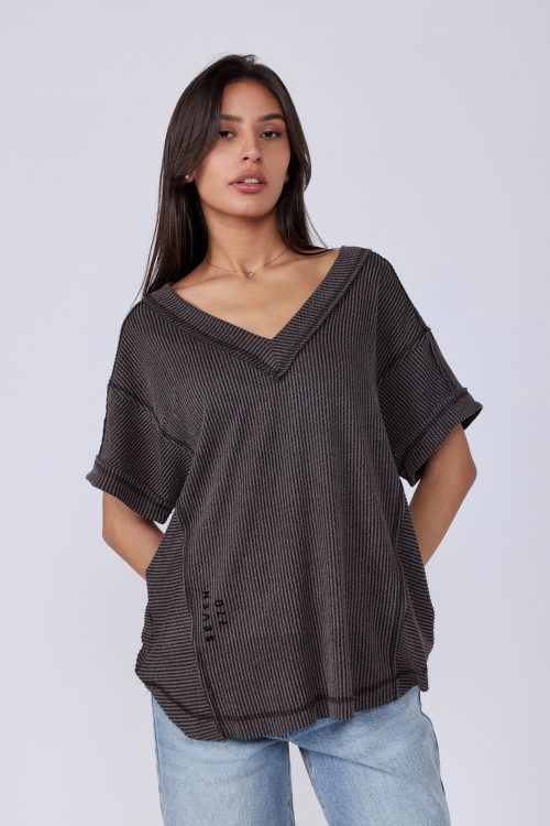 Crepe V-Neck T-Shirt 770