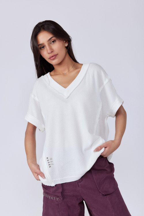 Crepe V-Neck T-Shirt 770