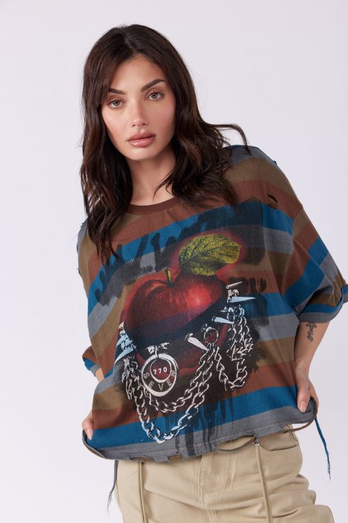 Loose Torn T-Shirt APPLE