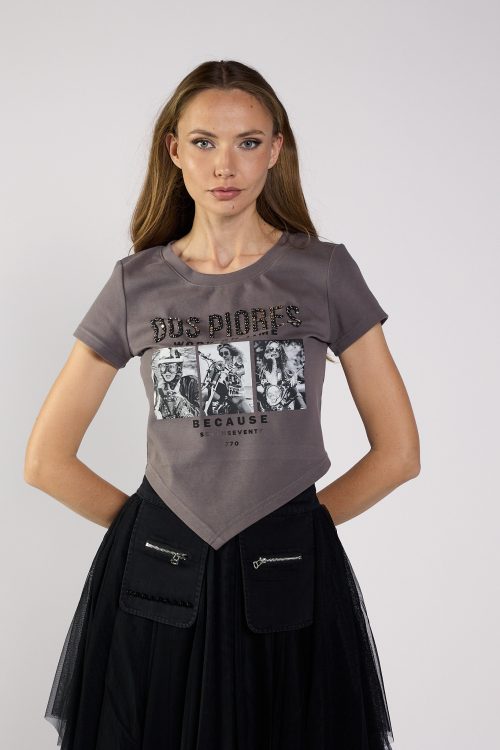 Asymmetrical crop top with studs WORK