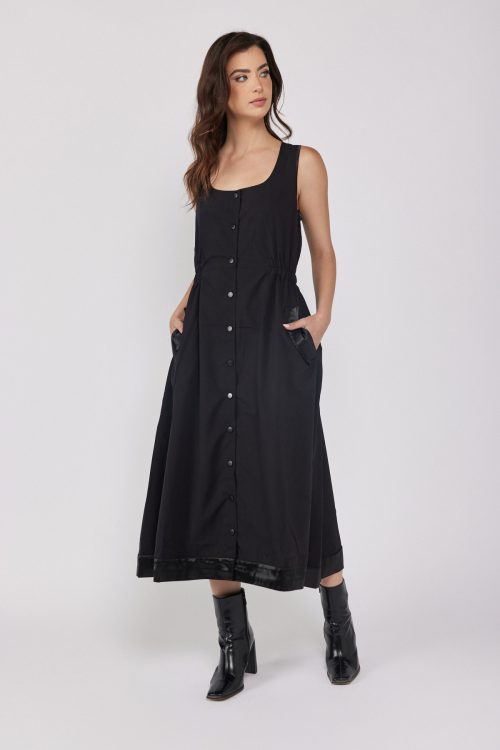 Dress with a satin vest combination NIGHT