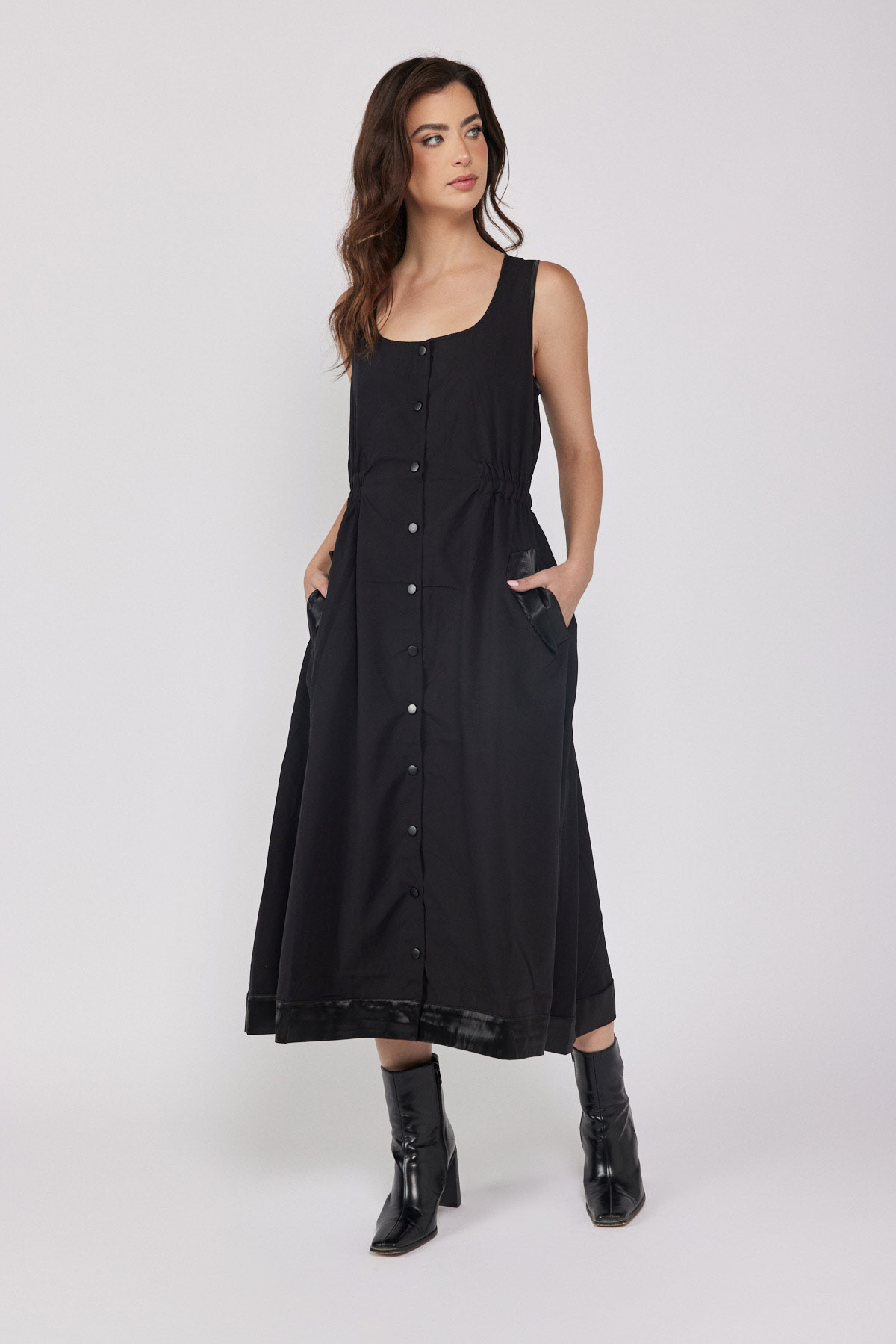 Dress with a satin vest combination NIGHT