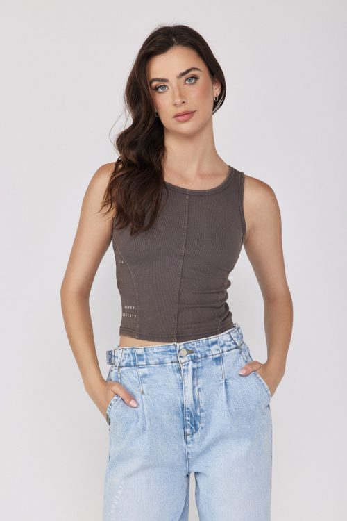 SEVEN Ribbed Crop Tank Top
