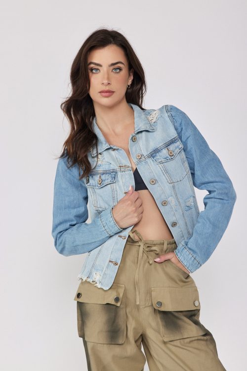 Distressed denim jacket 770