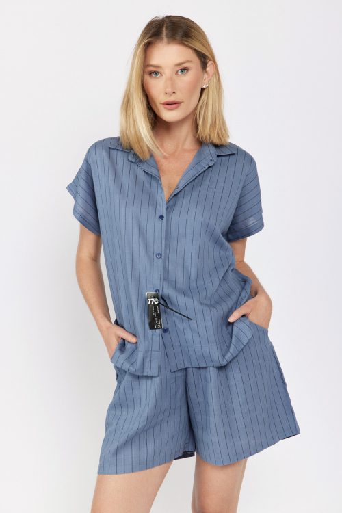 Short Striped Linen Set 770