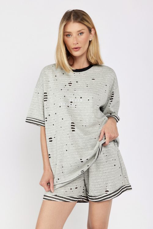 SEVEN Distressed Fleece Short Set