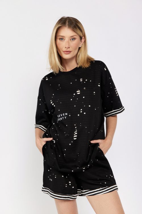 SEVEN Distressed Fleece Short Set
