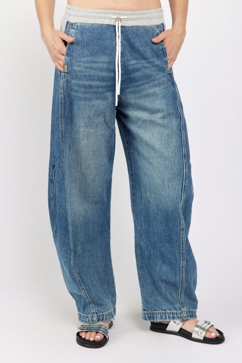 Mixed-Fabric Denim Pants – 770