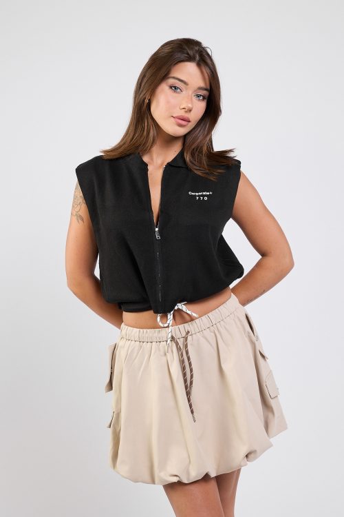 Sleeveless Crop Top with Zipper – 770