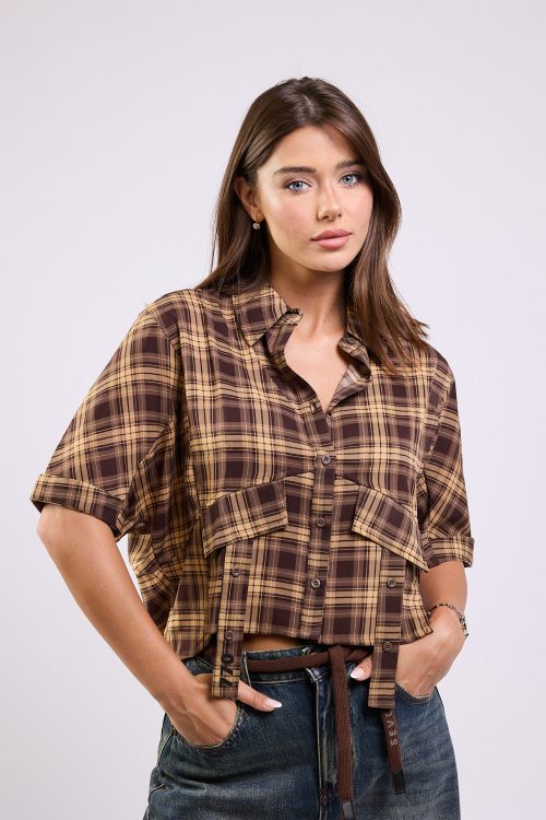 Checkered Striped Button-Down Shirt – 770