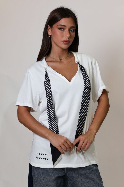 SEVEN V-Neck Shirt with Scarf Tie