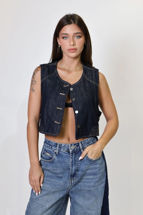 770 Denim Vest with Stitching Details