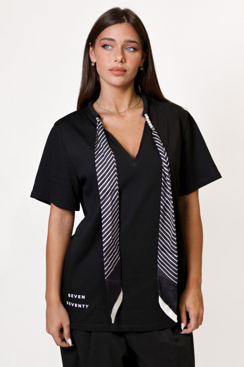 SEVEN V-Neck Shirt with Scarf Tie
